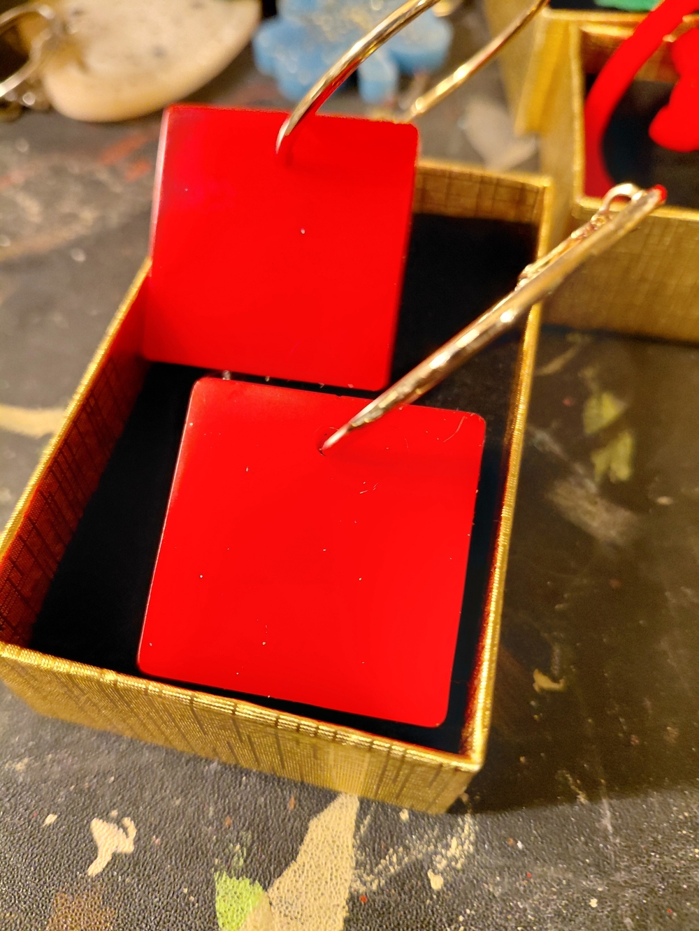 Red Square Drop Earrings - Women Jewelry Earrings